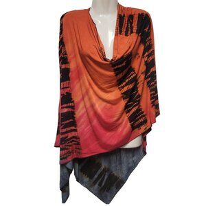 Colorful Cape Poncho Shawl Versatile Blouse Top Cover Up Tie Dye